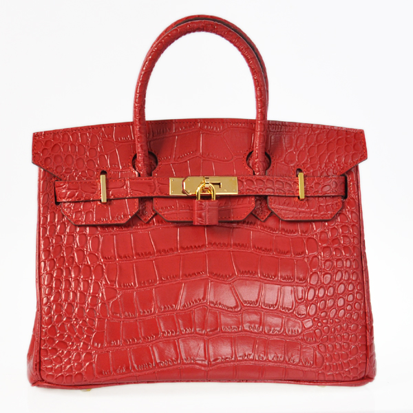 Hermes Birkin 30CM Crocodile stripes leather in Flame with Gold hardware