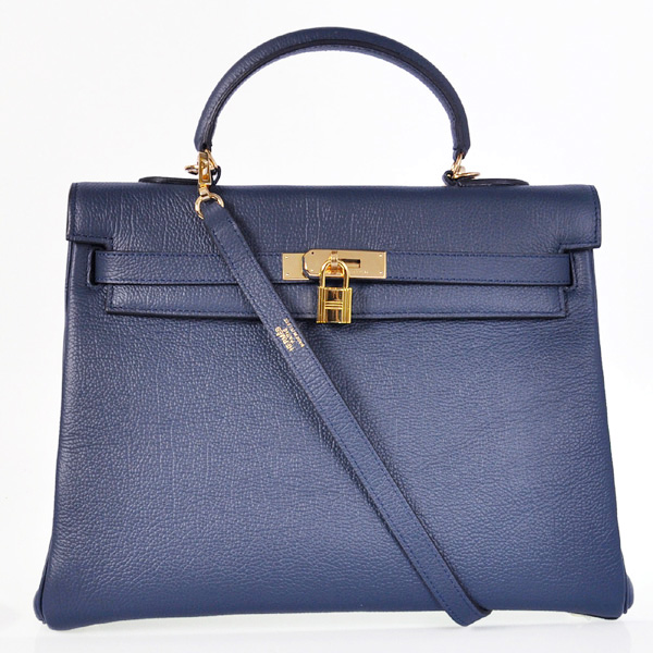 Hermes kelly 35CM Dark blue togo leather(Gold)