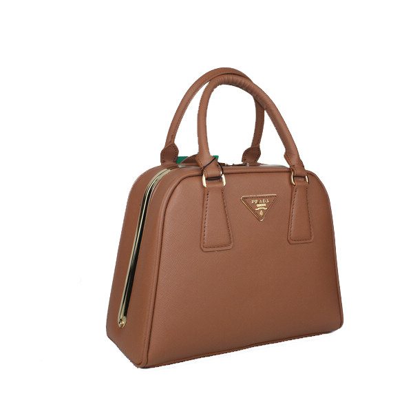 Prada Saffiano Leather Small Tote Bag BL0809 Brown