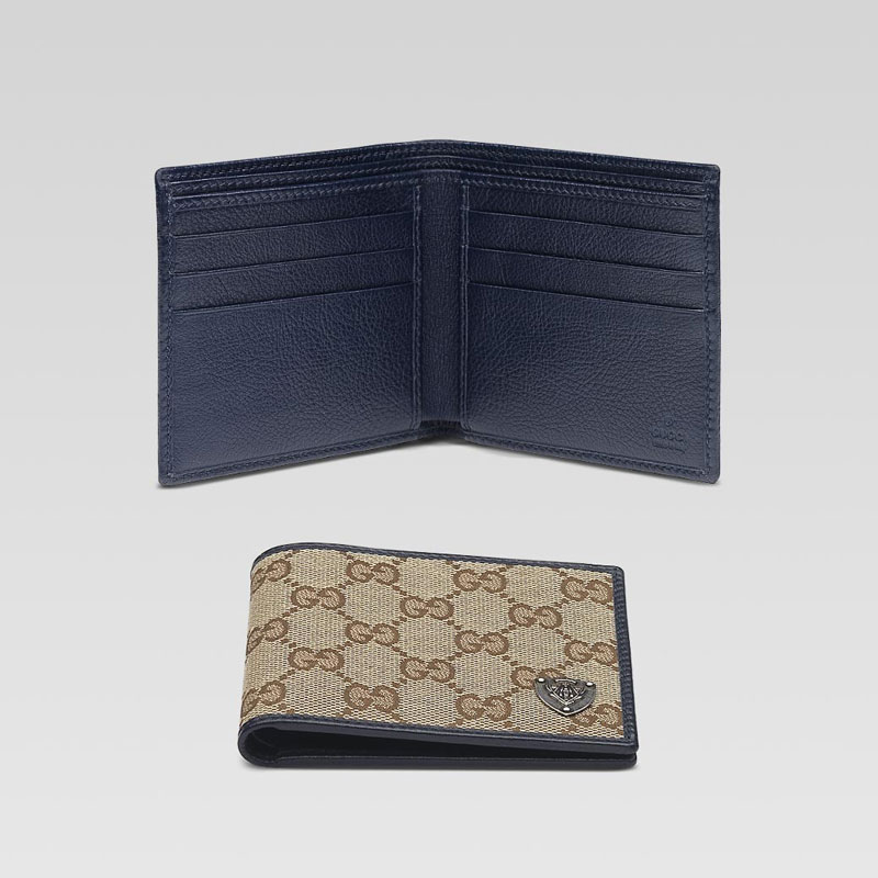 bi-fold wallet with metal gucci crest detail