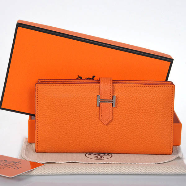 Hermes 2 flod original leather wallet in Orange