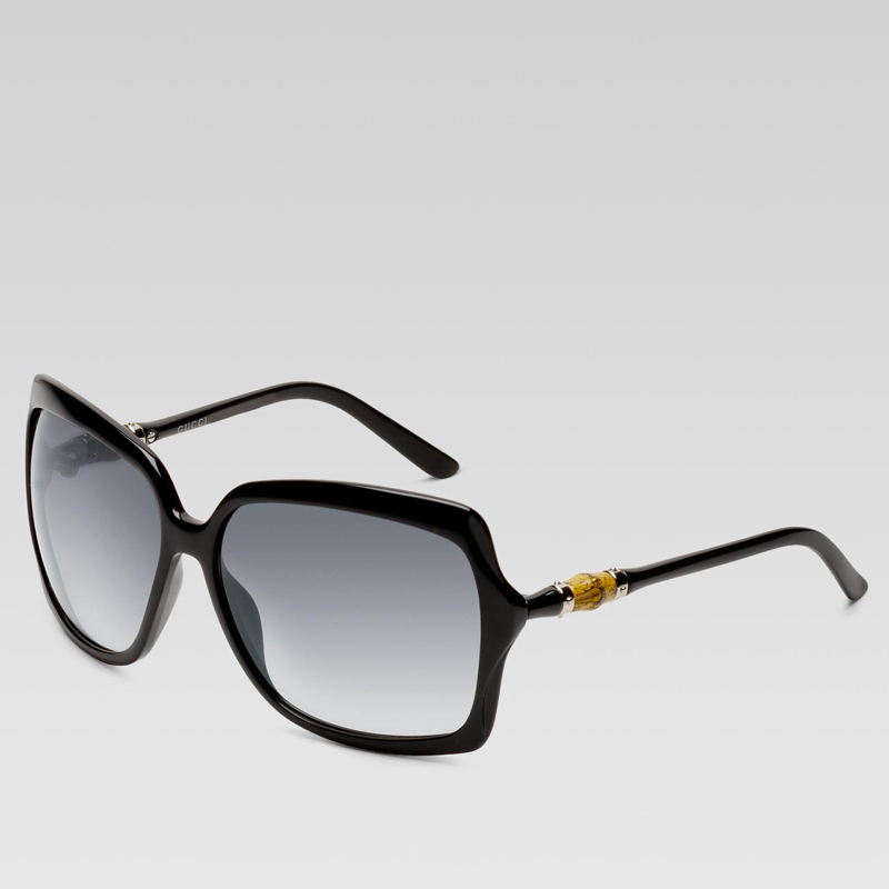 medium square frame sunglasses with bamboo detail