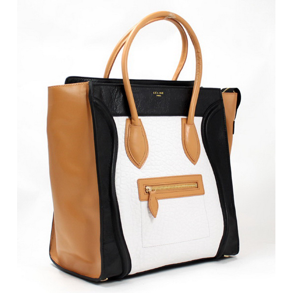 Celine Luggage Juboo Woman Handbag Black Apricot White