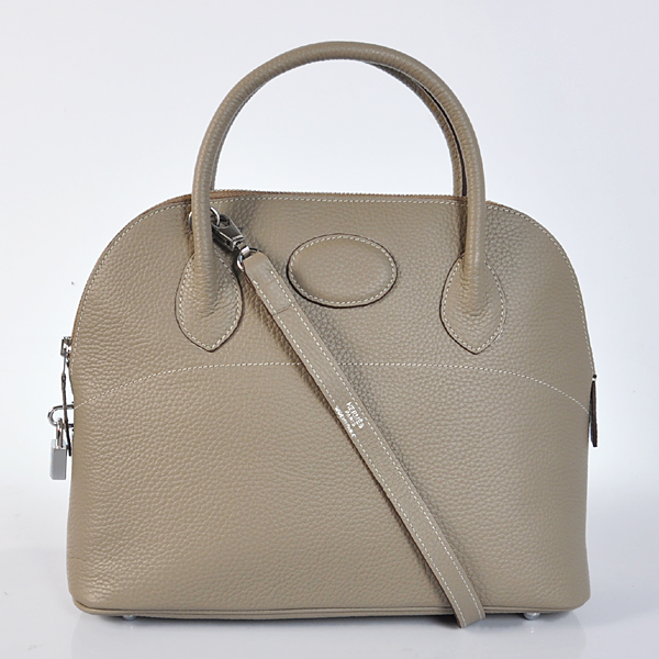 Hermes Bolide Togo Leather Tote Bag in Dark Grey with Silver hardware