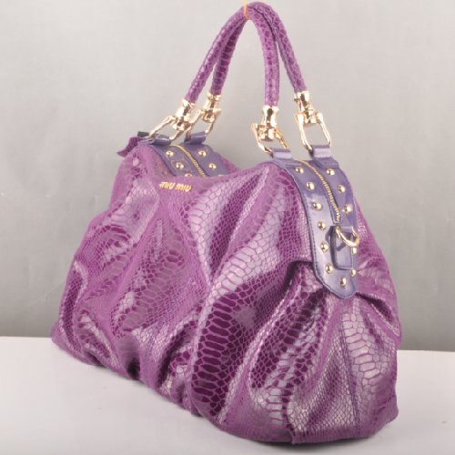 Miu Miu Snake Veins Tote Bags 90299 Purple