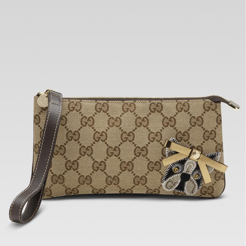 wristlet with 'leroy' guccioli embroidery, bow, an