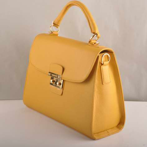 Miu Miu Tote Handbags Calf Leather 7430 Yellow