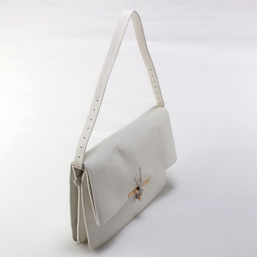 Celine Clasp Shoulder Bag Calfskin White