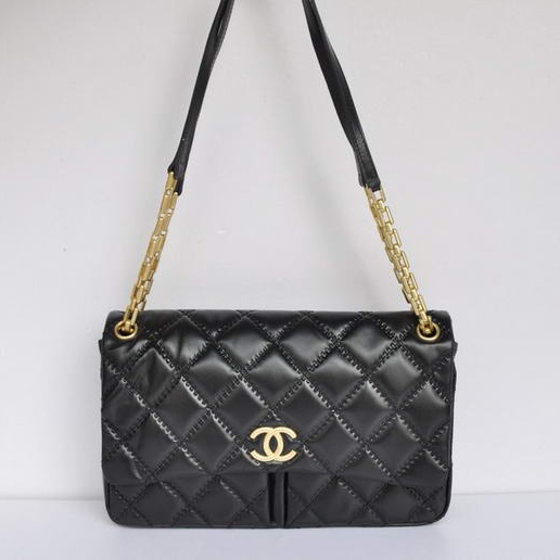 Chanel A50362 Black Sheepskin Leather Flap Bag