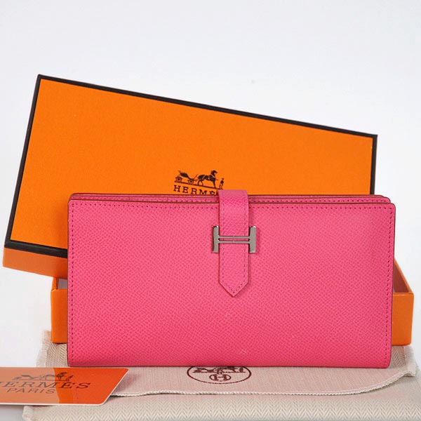 Hermes 2 flod original leather wallet in Peach