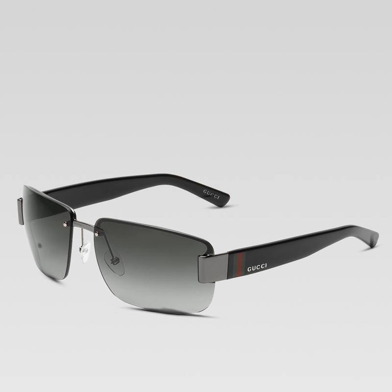 medium rimless sunglasses with gucci logo and sign