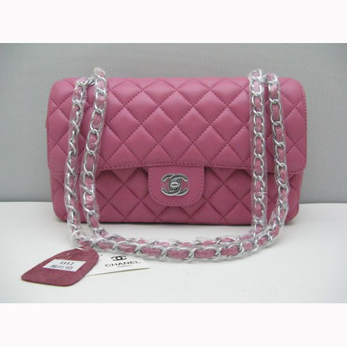 Chanel plum color with Silver chain