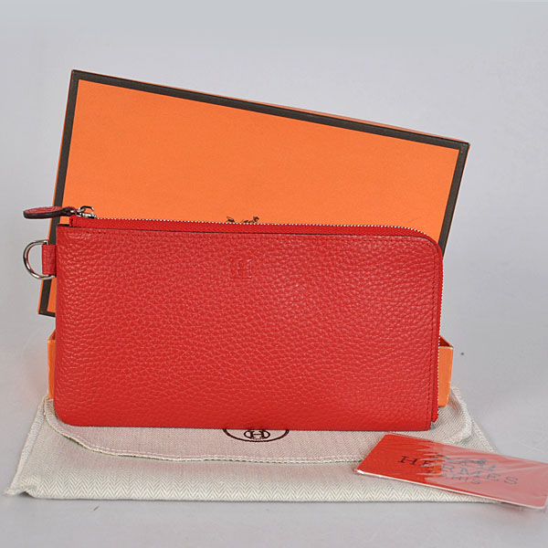 Hermes Zipper Wallet clemence leather in Flame