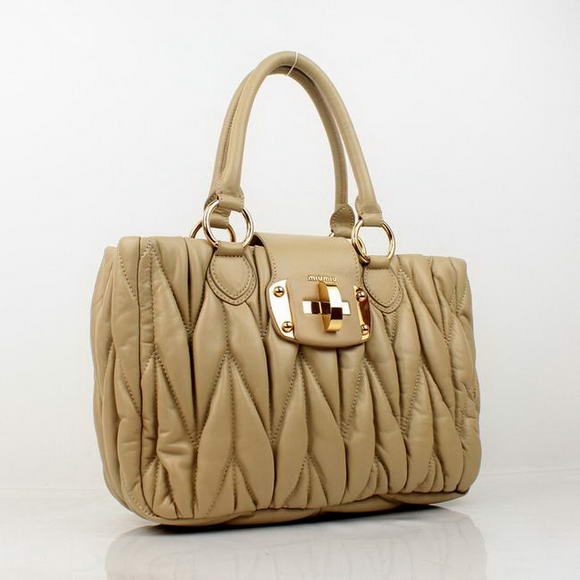 miu miu Tote Bag Lambskin Leather 88011 Apricot