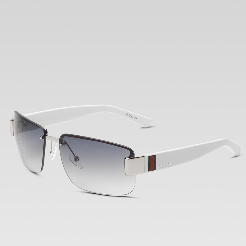 medium rimless sunglasses with gucci logo and sign