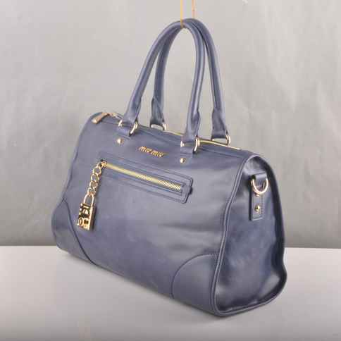 Miu Miu Shiny Leather Tote Bags 90303 Blue