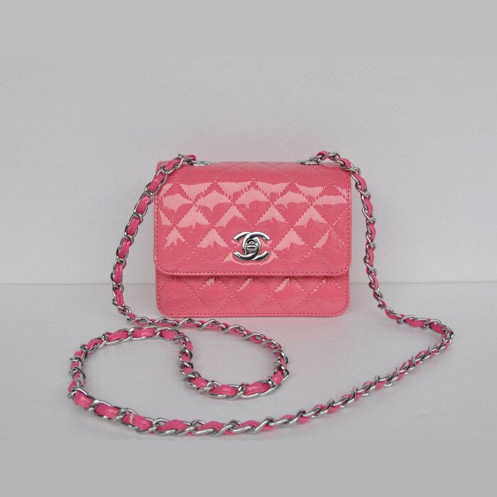 Chanel Classic Micro Flap Bag 1118 peach Patent leather Silver Hardware