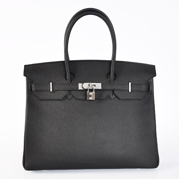 Hermes Birkin 35CM togo leather in Black with Silver hardware with diamond