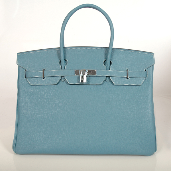 Hermes Birkin togo leather 40CM togo in Medium Blue with Silver hardware