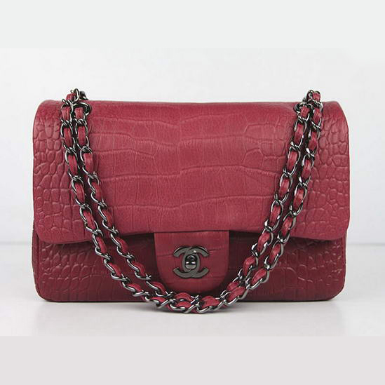 Chanel Fall Winter 2012 Croc Veins Leather Flap Bag A01112 Red