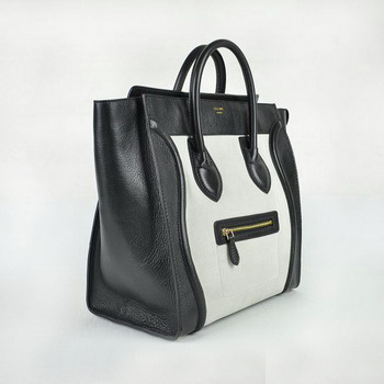 Celine Matte Paper Leather Handbag 98170 Black with White