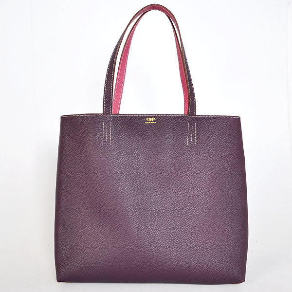 Hermes shopping bag clemence leather in Peach/Purple