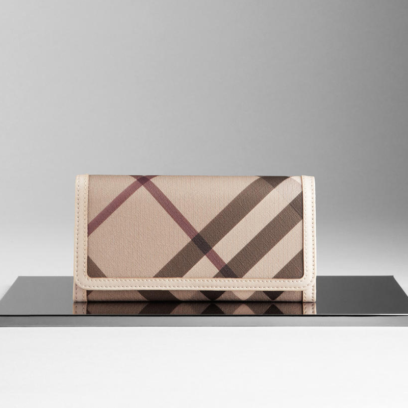 SMOKED CHECK CONTINENTAL WALLET