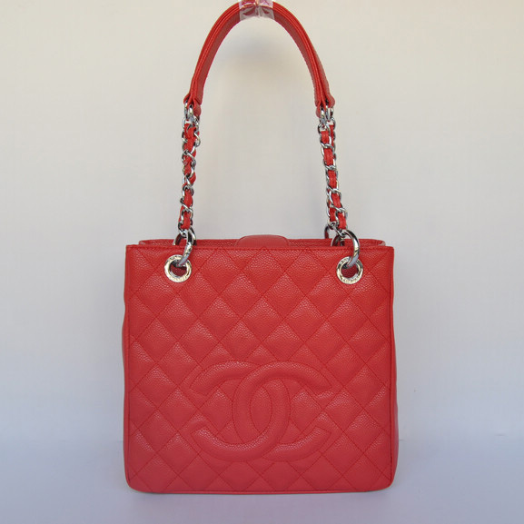 Chanel A50994 Red Medium Shopping Bags Silver Hardware