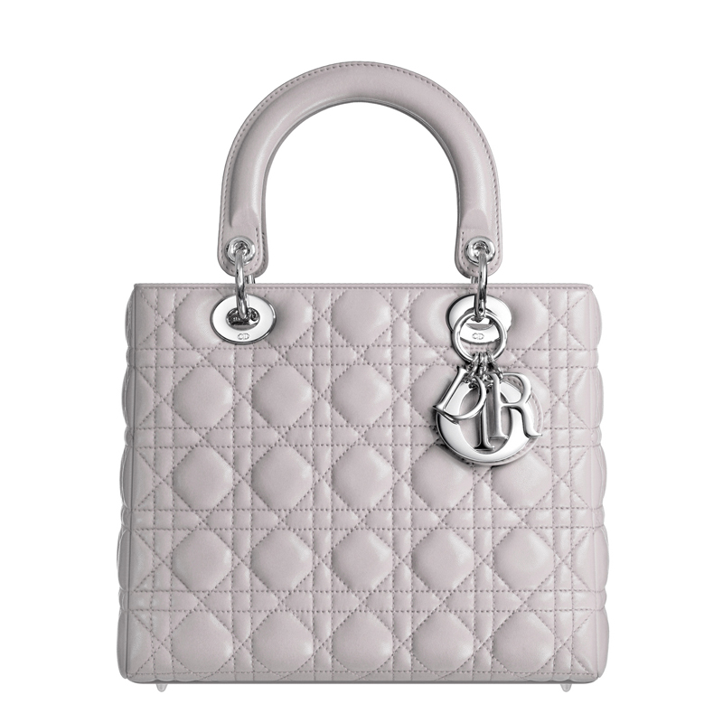 Lady Dior bag in mink-grey leather