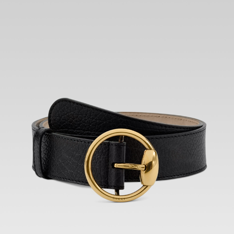 belt with round horsebit ring buckle