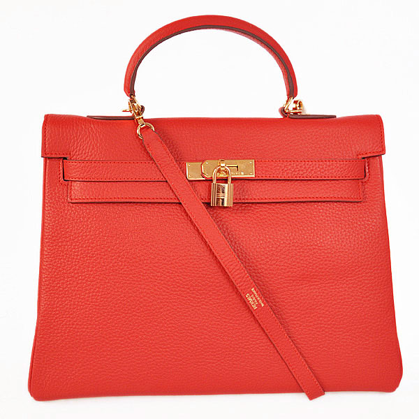 Hermes kelly 35CM clemence leather in Flame with Gold hardware