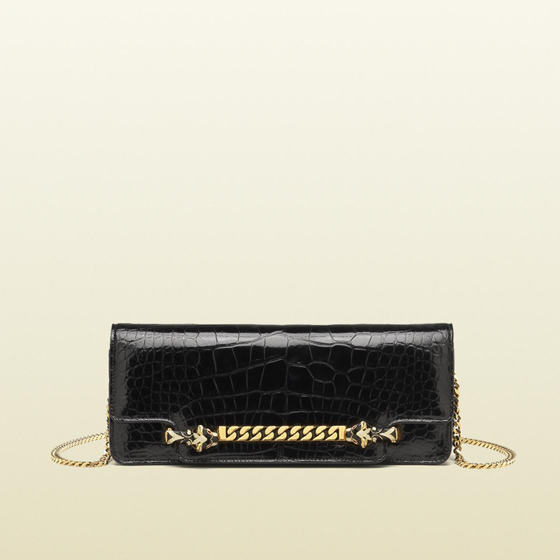 Gucci tigrette evening bag with tiger head and chain detail