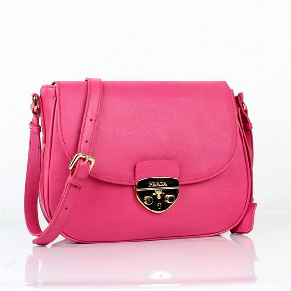 Top Quality Prada Lamsbskin Leather Flap Shoulder Bag YZ8827 Rosy