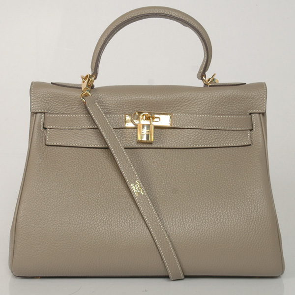 Hermes Kelly 32CM clemence leather in Dark Grey with Gold hardware