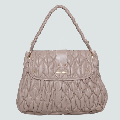 Miu Miu Tote Flap Bags Matelasse Nappa Leather 90290 Grey