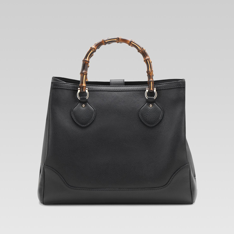 gucci diana bamboo handle black leather tote