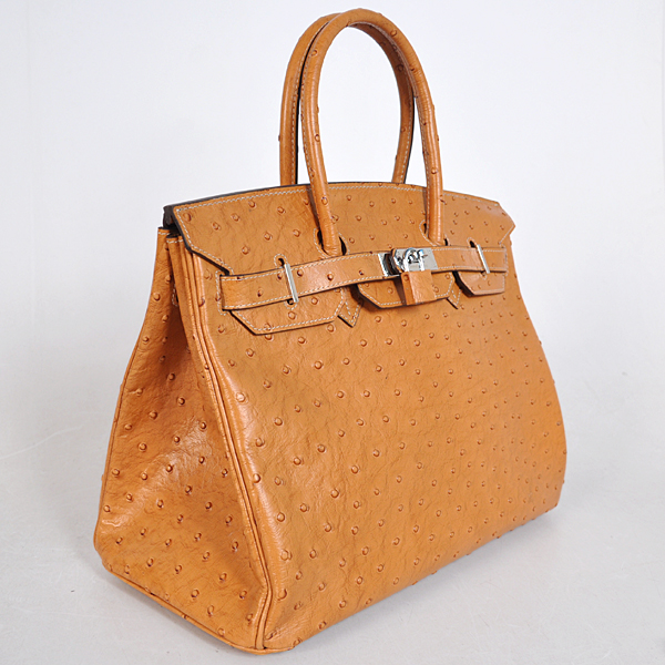 Hermes Birkin 35CM wheat Ostrich stripes leather(Silver)