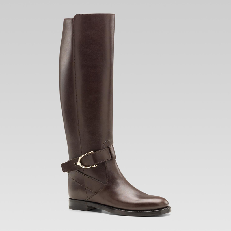 'stirrup' flat boot with stirrup detail