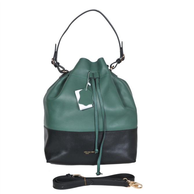 Celine Double Shoulder Bags 3385 Green/Black