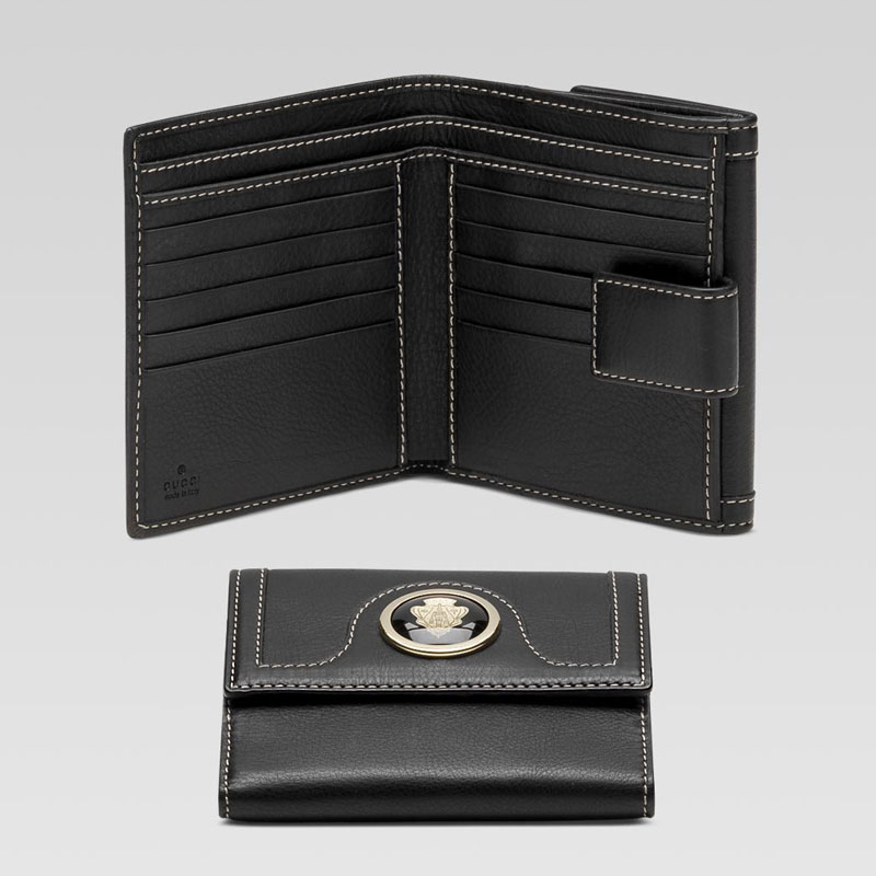 flap french wallet with gucci crest detail