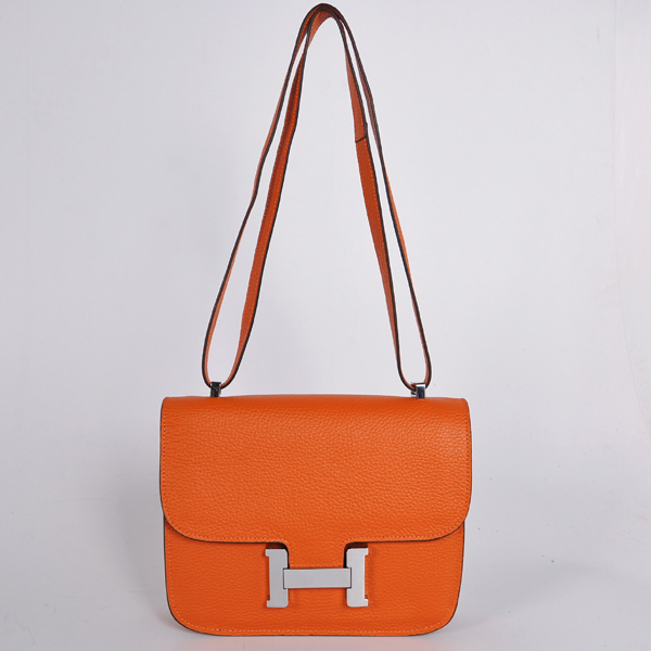 Hermes Constance Bag clemence leather in Orange with Silver hardware