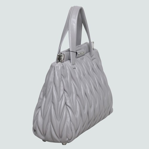 Miu Miu Tote Matelasse Nappa Leather Handbags 90282 Grey Purple