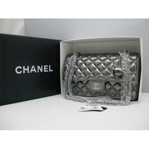 Chanel lambskin leather Antique Flap bag with Silver chain