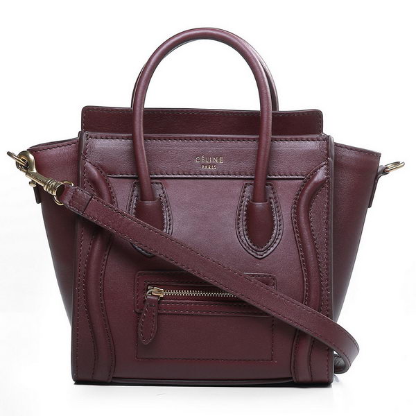 Celine Luggage Nano Boston Bags All Leather Wine