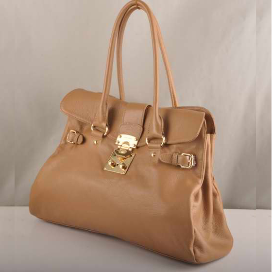 Miu Miu Calf Leather Tote Bags 90331 Apricot