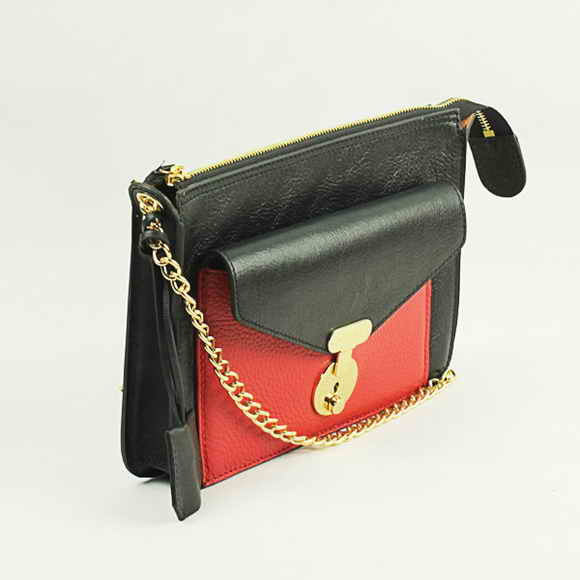 Celine Shoulder Bag Calfskin Red with Black