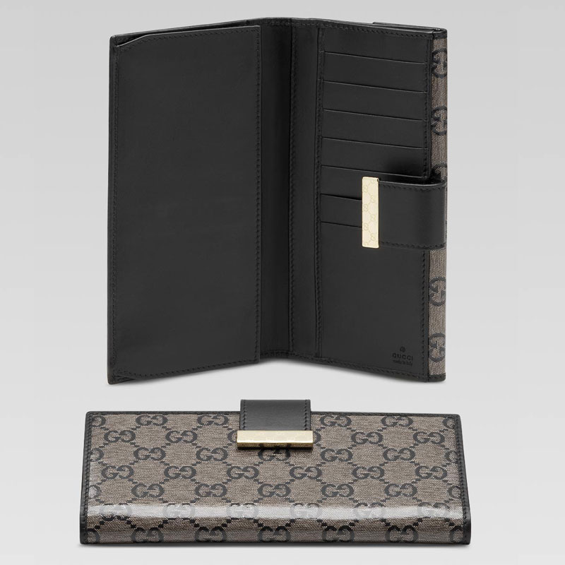 continental wallet with engraved GG pattern detail