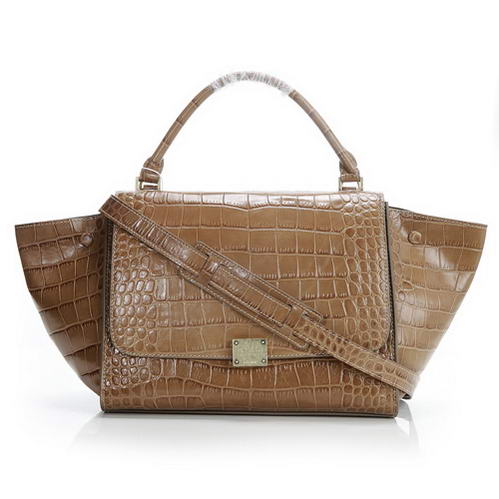 Celine Trapeze Bags Croco Leather 3042 Apricot