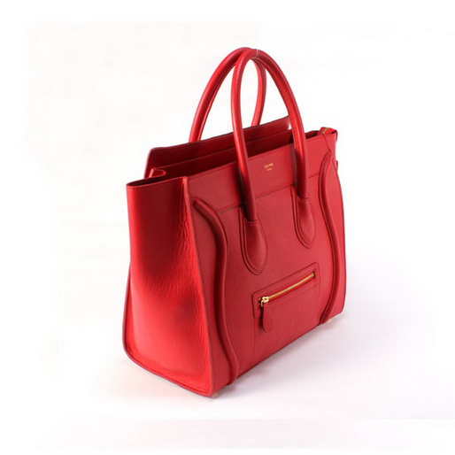 Celine Luggage Medium Handbags Wine Red