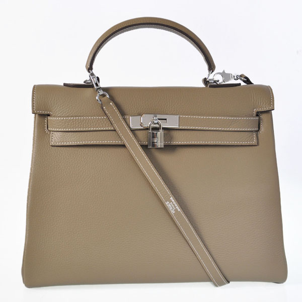 Hermes kelly 35CM clemence leather in Dark Grey with Silver hardware